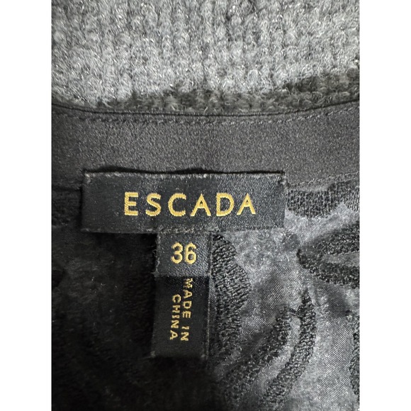 Escada Shirt Womens 36 Black Silk Sheer Embroidered Long Sleeve - Picture 3 of 11